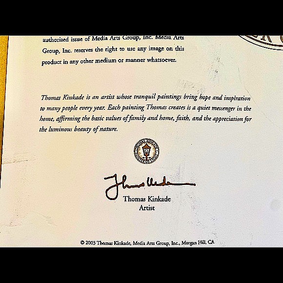 Thomas Kinkade 2005 Signed Accent Print, “St. Nicholas Circle” 13”x17”. - Picture 11 of 12